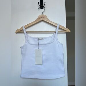 ZARA NWT White Square Neck Cropped Cami Tank Top M